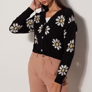 Floral Pattern Button Front Cardigan